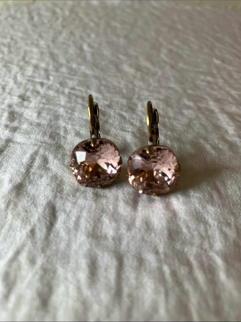 Liz Palacios: Blush Pink Crystal Drop Clip Earrings